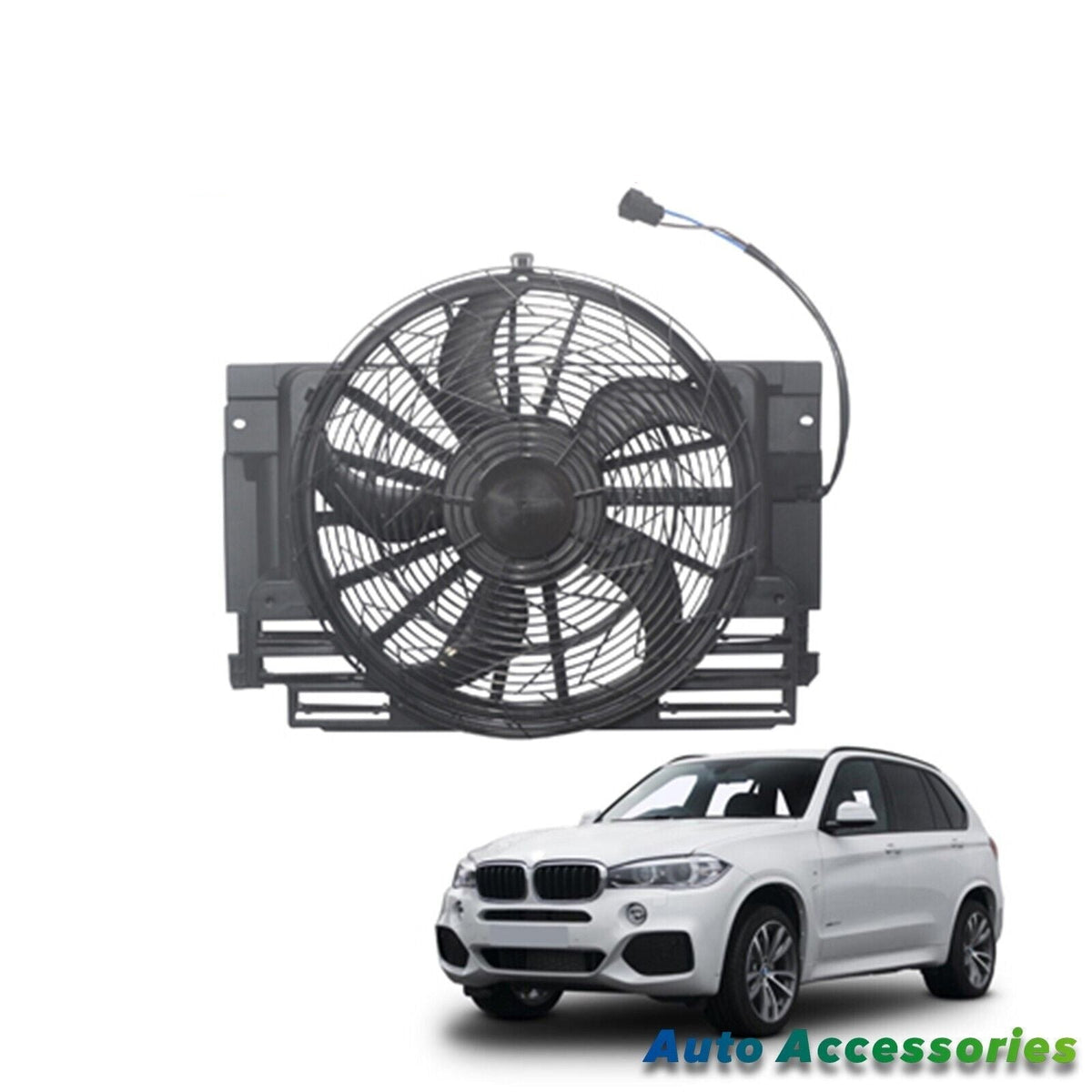 Radiator Cooling Fan Assembly for 2000-2006 BMW X5 A/C Condenser