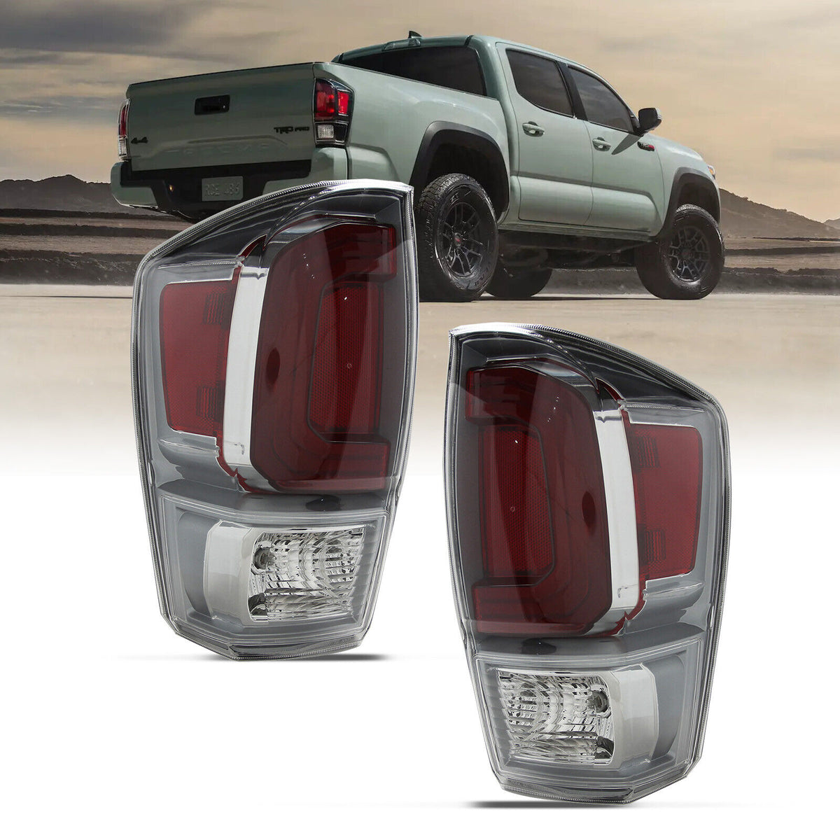 1 Pair Tail Lights for 16-22 Tacoma Tail Light with Backup Brake Clearance Bulbs