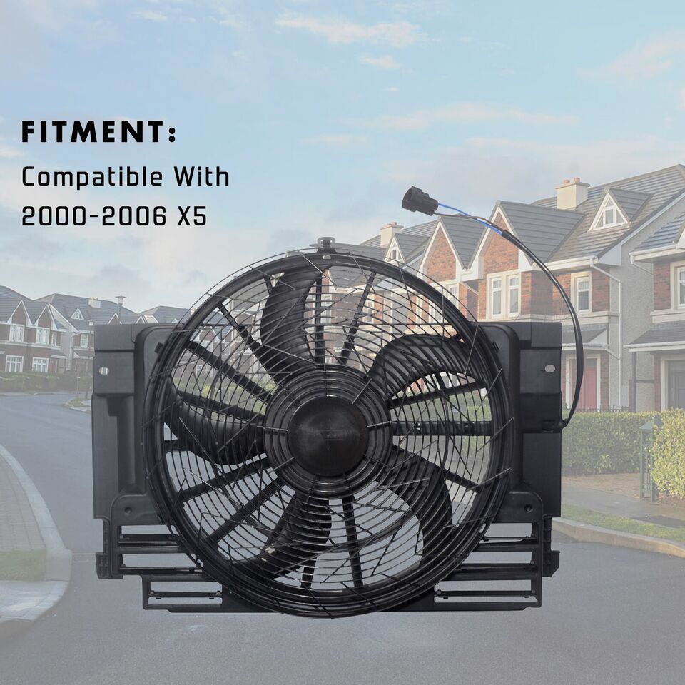 Radiator Cooling Fan Assembly for 2000-2006 BMW X5 A/C Condenser