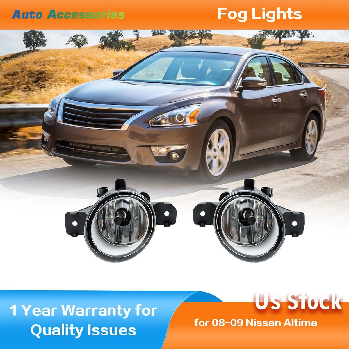 For 08-09 Nissan Altima Fog Light W/ Bulbs W/ Switch&Wiring