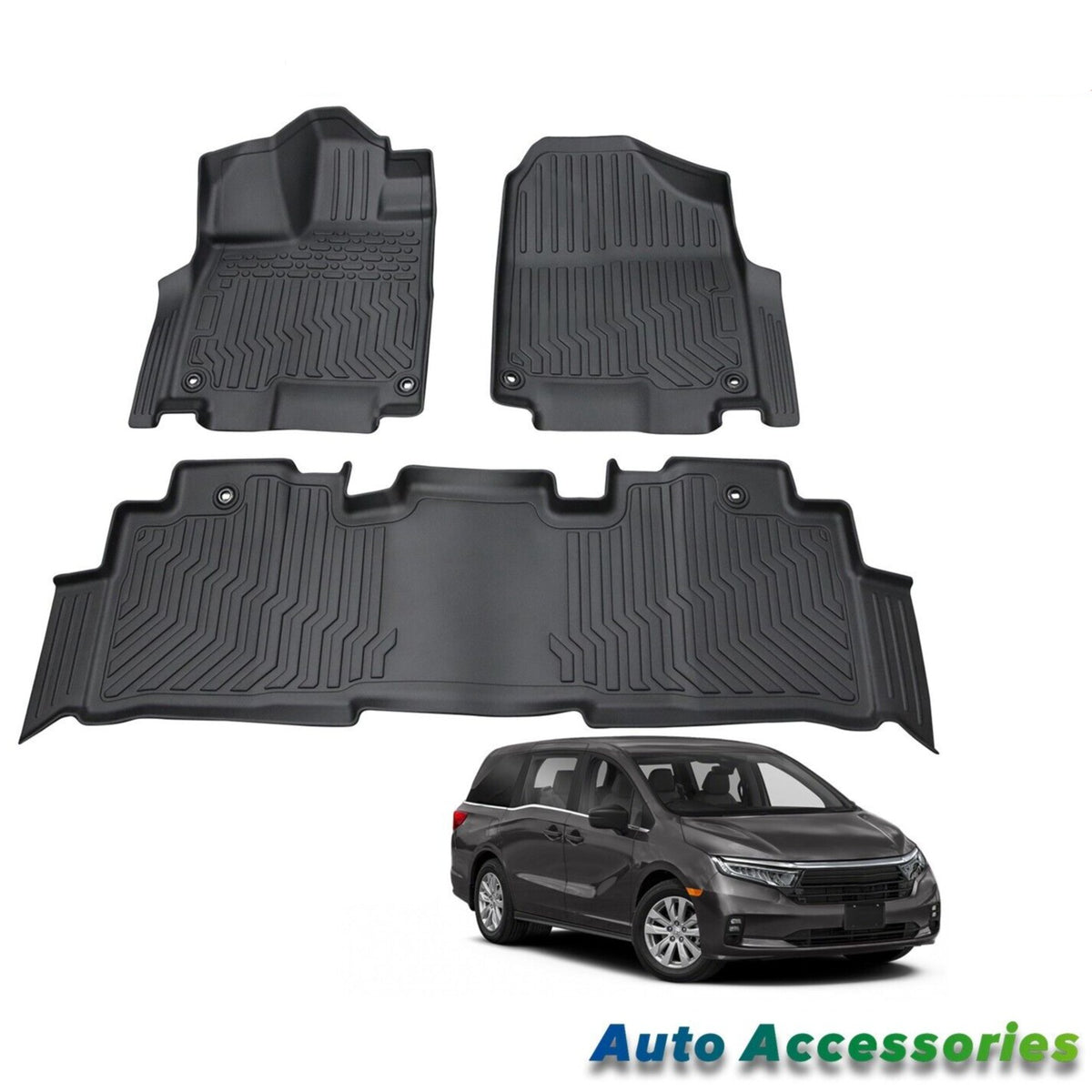 Car Floor Mats for 2023 Honda Odyssey Black All-Weather TPE Rubber Car Mats