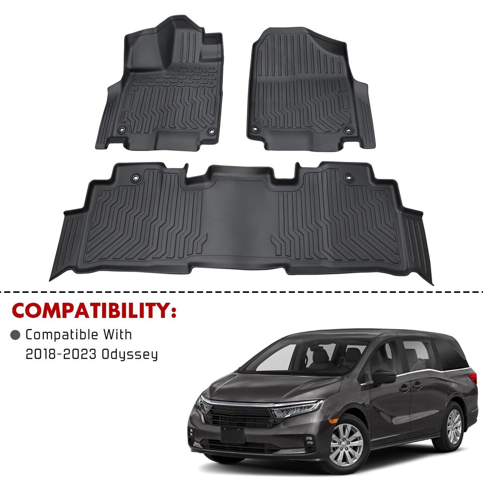 Car Floor Mats for 2023 Honda Odyssey Black All-Weather TPE Rubber Car Mats